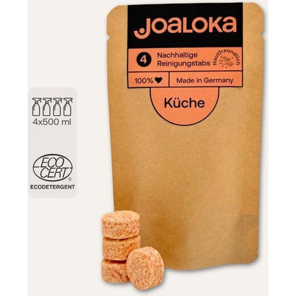 Joaloka 4 Küchenreiniger-Tabs - Nachfüllpack - ergibt 2 Liter Reiniger (4 x 500 ml)