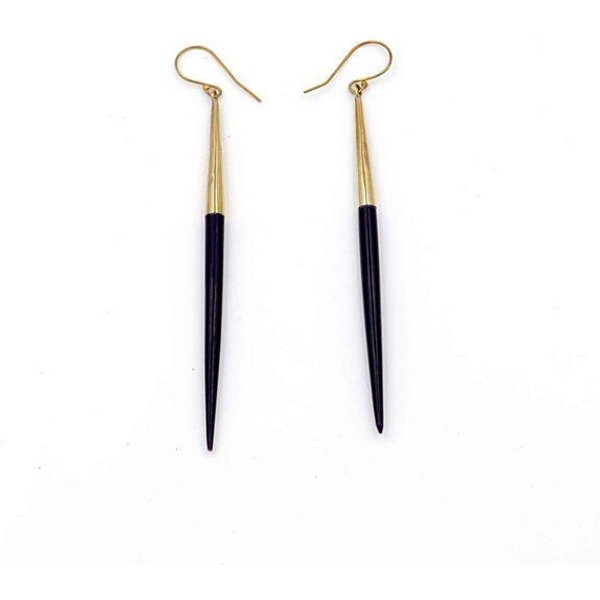 Bawa Hope Messingohrring "Fine Spike Horn schwarz"