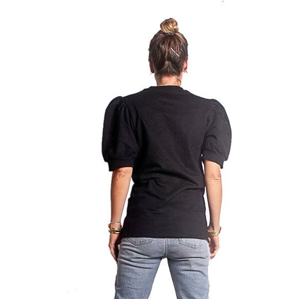 The Driftwood Tales Schwarzes Sweatshirt aus Bio-Sweatshirt mit kurzen Puffärmeln