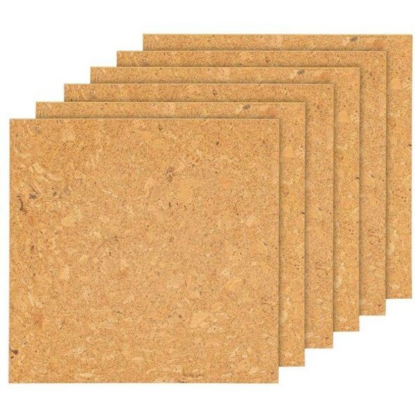 Kork-Deko 6er-Pack selbstklebende Korkplatten 30×30 cm für Pinnwände & Deko
