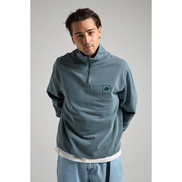 Trendsplant Sauce Pigment Dyed Quarter Zip Sweatshirt Elm Green