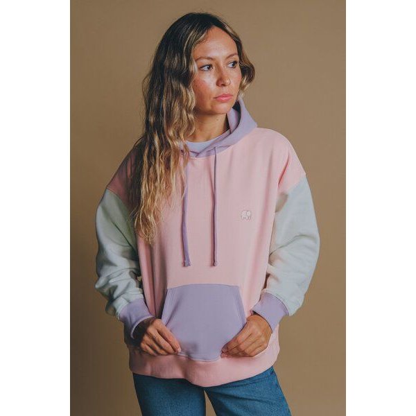 Trendsplant Women's Oversized Color Block Hoodie Pink