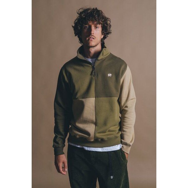 Trendsplant Color Block Half Zip Sweatshirt Gothic Olive