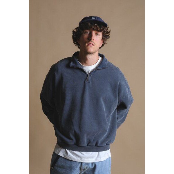 Trendsplant The Super Heavy Oversized Quarter Zip Sweatshirt Total Eclipse