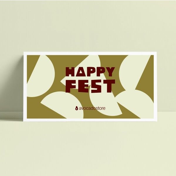 Avocado Store Wunschbetrag Gutschein als druckfähige PDF per E-Mail ab 10€ - Happy Fest - Abstrakt
