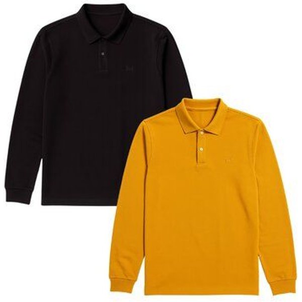 GORG 2er Set Herren Bio-Baumwolle Langarm-Poloshirt
