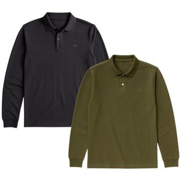 GORG 2er Set Herren Bio-Baumwolle Langarm-Poloshirt