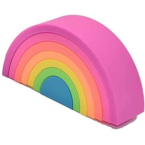 PETIKIDS Montessori-Lernspielzeug: Stapelbarer Regenbogen in Neonfarben – Lernspielzeug