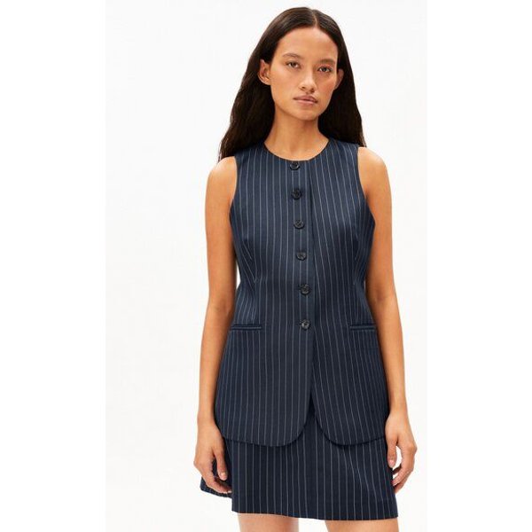 ARMEDANGELS LONG PINSTRIPE Damen Weste aus TENCEL Lyocell Mix