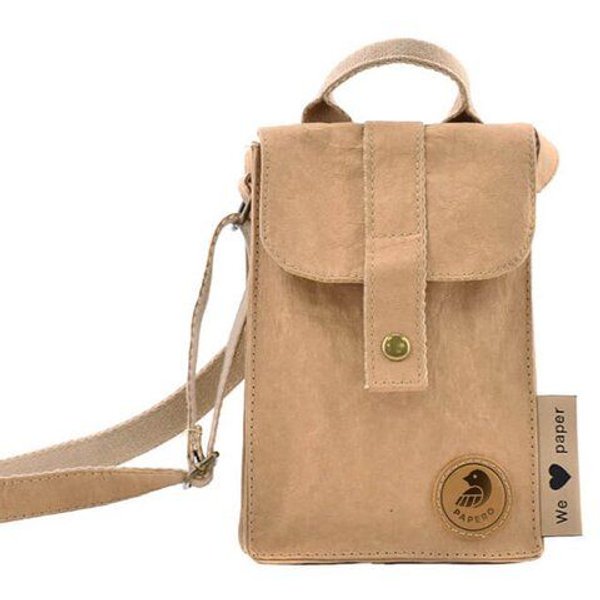 PAPERO Handy Umhängetasche aus Papier RFID Bauchtasche Pässe Bordkarten Reise