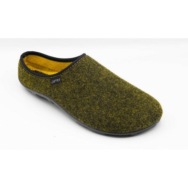 Pantoffel homey mit Barfußgefühl pifit! aus hochwertigem Wollfilz gelb-schwarz, 32100-7