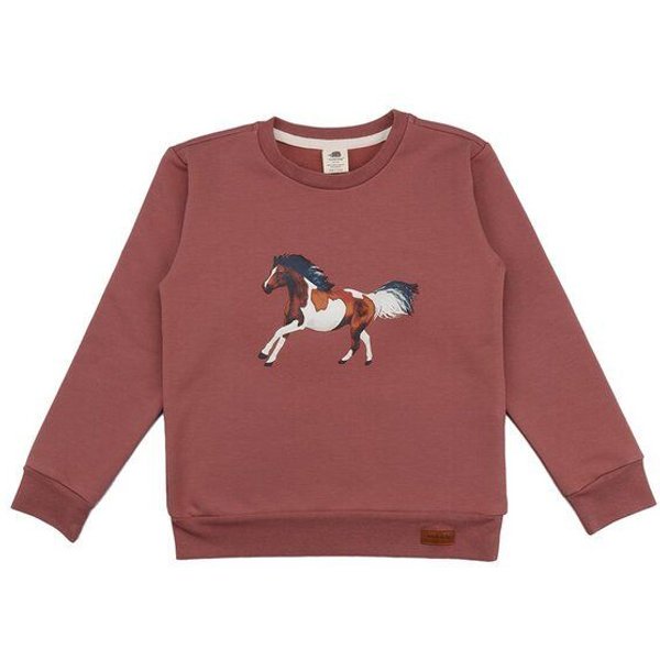 Baby Sweatshirt GOTS zertifiziert – 95% Bio-Baumwolle, Altrosa mit Pferde-Motiv, weich & bequem | Walkiddy