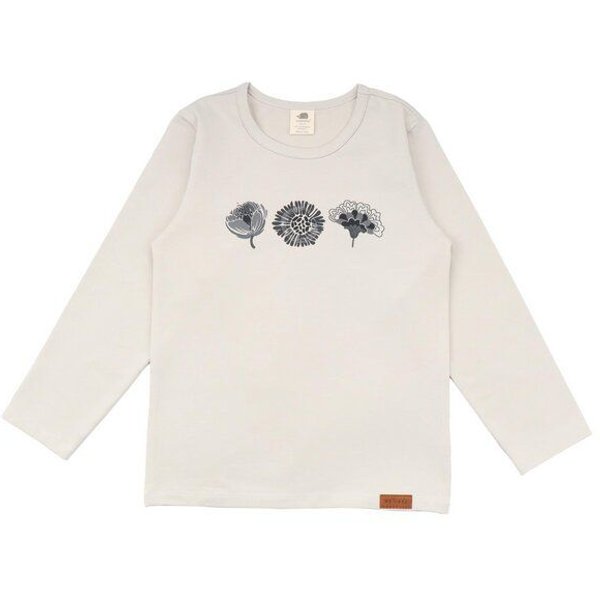 Kinder Langarmshirt GOTS zertifiziert, Bio-Baumwolle, beige, „Cheerful Flowers“, weich & bequem – Walkiddy