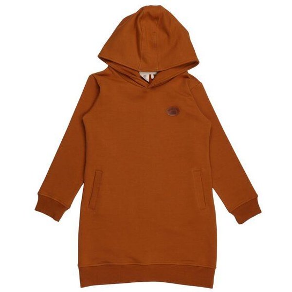 Kinder Hoodie-Kleid GOTS zertifiziert Bio-Baumwolle, Braun, Walkiddy