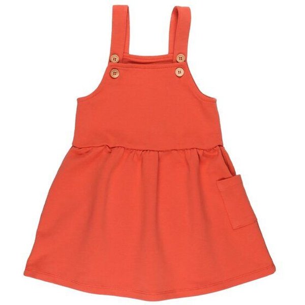 Kinder Latzkleid GOTS zertifiziert, Bio-Baumwolle, orange, „Langoustine“, weich, bequem, Alltag – Walkiddy