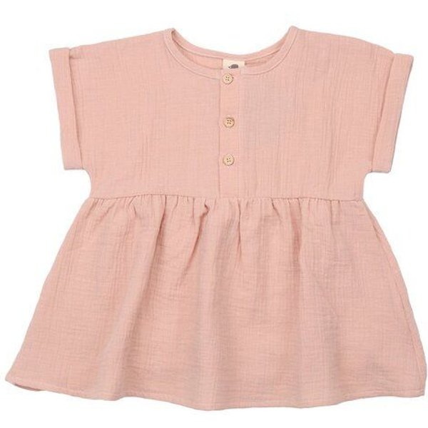 Kinder Bluse GOTS-zertifiziert aus Bio-Baumwolle rosé mit Blumen-und-Blätter-Muster – Walkiddy