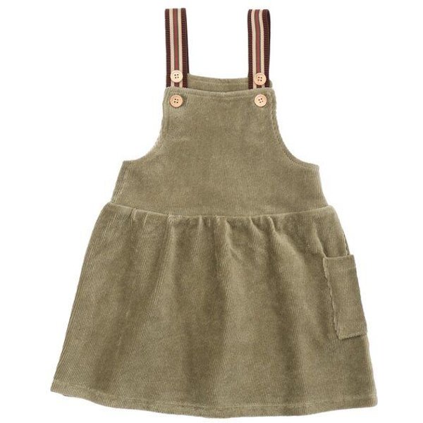Kleid Cord Grün Bio-Baumwolle Walkiddy - Nachhaltig, GOTS-zertifiziert, Burnt Olive, langärmelig, umweltfreundlich, hautfreundlich, elastisch.