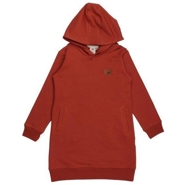 Babykleid mit Kapuze GOTS-zertifiziert aus Bio-Baumwolle, pastellrot, langarm – Walkiddy, weich & hautfreundlich für jeden Tag