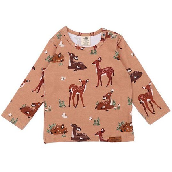 Baby Langarmshirt GOTS zertifiziert, Bio-Baumwolle, rosa, Tiermuster, weich, elastisch (5% Elasthan) – Walkiddy