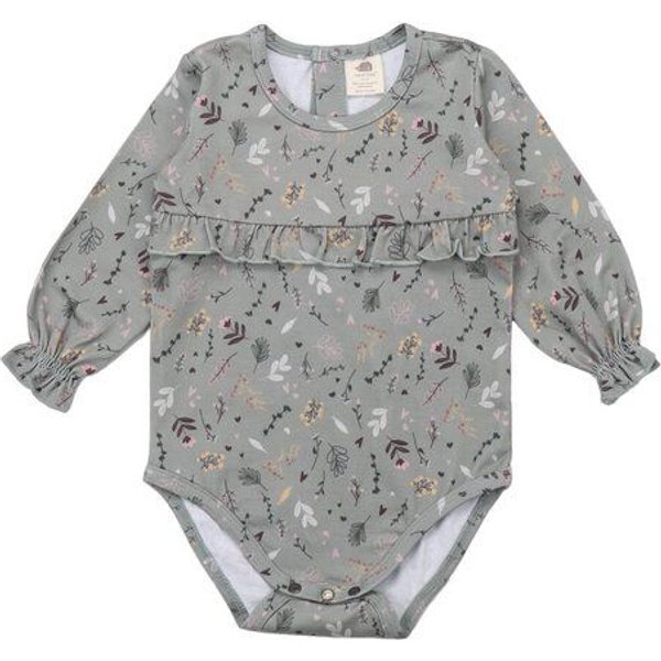 Walkiddy Tiny Flowers Bio-Baumwoll Trägerbody - Nachhaltig, Allergiefrei & Fair Trade - Frill Body, Grün – GOTS zertifiziert