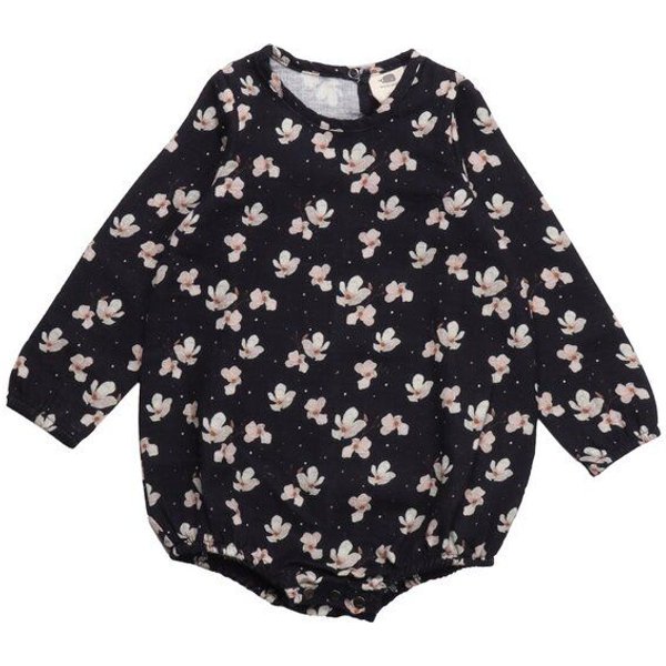 Baby Langarmbody GOTS-zertifiziert aus Bio-Baumwolle, dunkelblau mit Allover-Muster – Walkiddy, weich & hautfreundlich