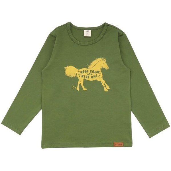 Walkiddy Bio-Baumwolle Langarm-Shirt Shire Horses in Grün - Nachhaltige, Allergikerfreundliche & Tierschutz-bewusste Mode – GOTS zertifiziert