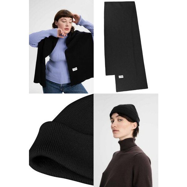 MELA Bundle Feinstrick Mütze kurz LESH + Jacquard Schal ASMEE
