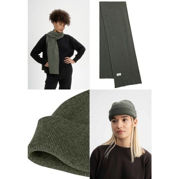MELA Bundle Feinstrick Mütze kurz LESH + Jacquard Schal ASMEE