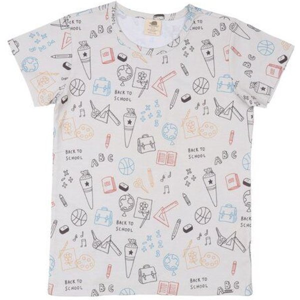 Kinder T-Shirt GOTS-zertifiziert aus Bio-Baumwolle, weiß mit Schulanfang-Print, kurzarm – Walkiddy, weich & hautfreundlich
