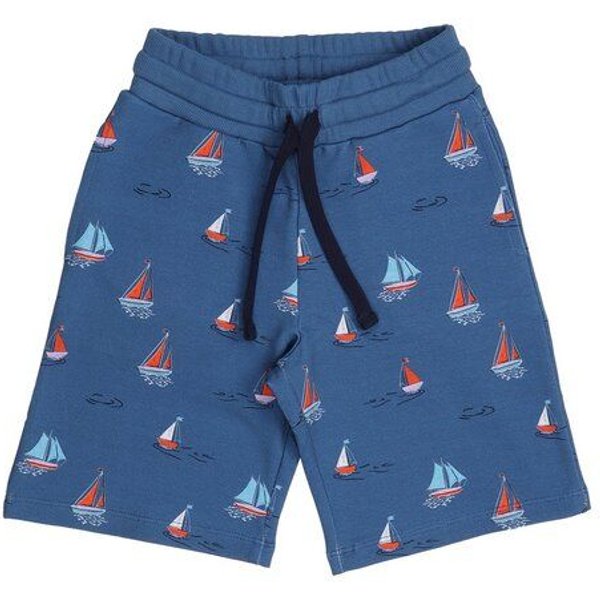 Cotokids Kinder Shorts Baumwolle, Blau, Segelboot-Muster, Walkiddy