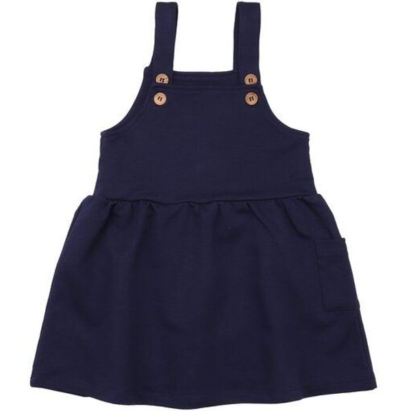 Kinder Latzkleid GOTS zertifiziert, Bio-Baumwolle, navy, weich & elastisch, bequem, Alltag – Walkiddy