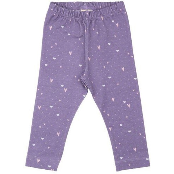 Kinder Leggings GOTS zertifiziert – Lila mit Herzmuster, elastischer Bund, weich & bequem | von Walkiddy