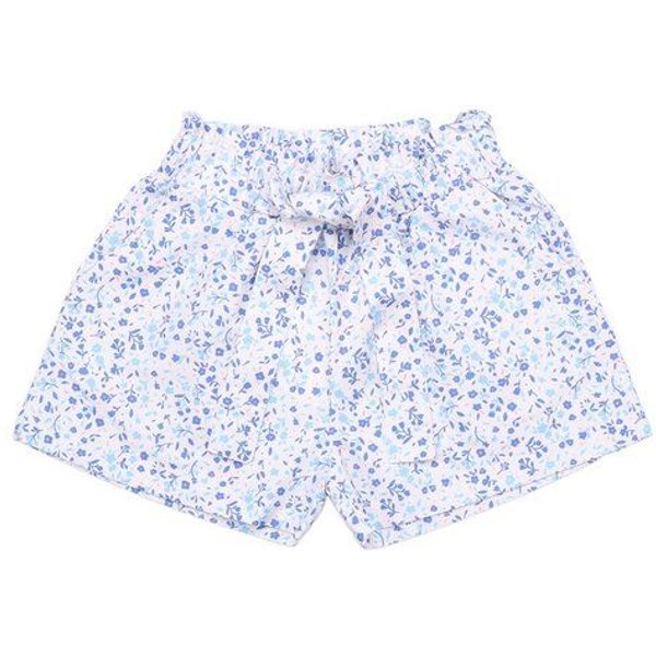 Cotokids Kinder Shorts Baumwolle, Offwhite, Blaues Mini-Blumenmuster, Walkiddy