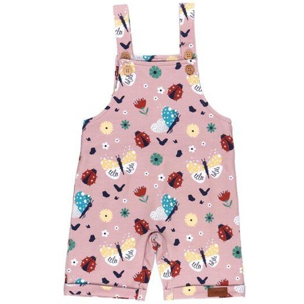 Latzstrampler Pink Marienkäfer und Schmetterlinge-Allover Bio-Baumwolle GOTS – Walkiddy