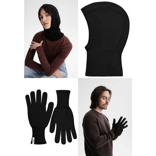 MELA Bundle Feinstrick Balaklava CHARVI + Strick Handschuhe RISHI