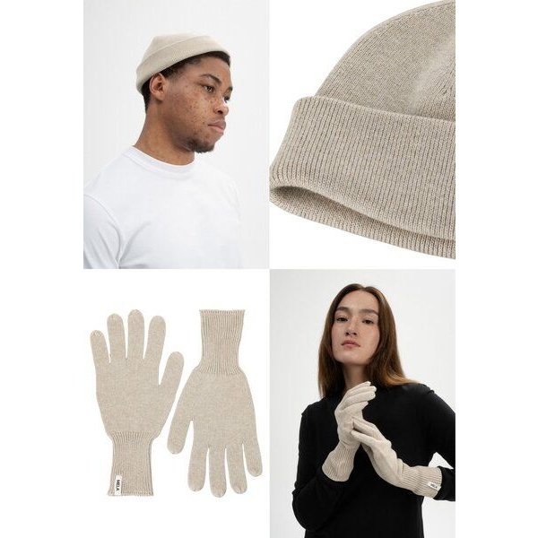 MELA Bundle Feinstrick Mütze kurz LESH + Strick Handschuhe RISHI