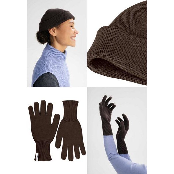 MELA Bundle Feinstrick Mütze kurz LESH + Strick Handschuhe RISHI