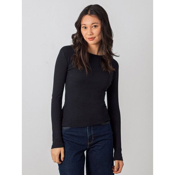 Honest Basics Damen Geripptes Langarmshirt aus Bio- und recycelter Baumwolle
