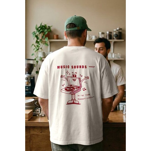 Kultgut Artdesign - Flauschiges Oversizeshirt 100% Biobaumwolle / Music Sounds