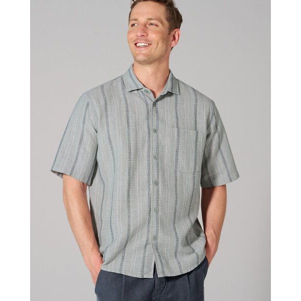 HempAge Kurzarmhemd mit Streifenmuster Casual Fit Hanf/Biobaumwolle