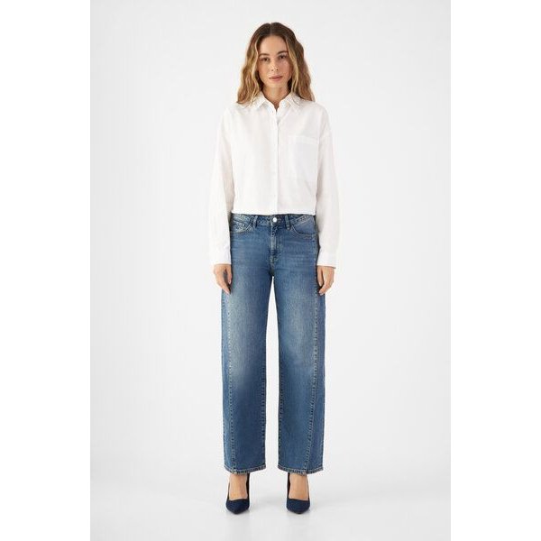 DAWN - Damen Jeans ASH Barrel Leg Cutline Minimal Stretch DAWN Bio-Baumwolle
