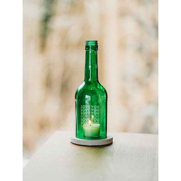 MaBe LOVE YOU - nachhaltiges Windlicht mit Lasergravur - Glas trifft Beton