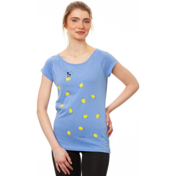 FellHerz Damen Raglan T-Shirt Lemon Girl cornflower Hellblau aus 100% Biobaumwolle