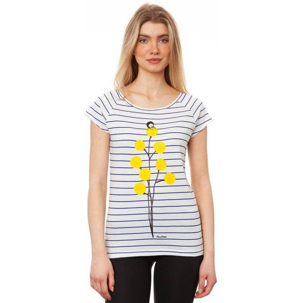 FellHerz Damen Raglan T-Shirt Just relax blau-weiß gestreift aus 100% Biobaumwolle