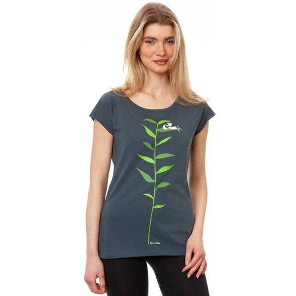 FellHerz Damen T-Shirt Booklover thundercloud blaugrau aus 100% Biobaumwolle