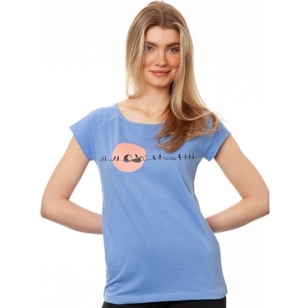 FellHerz Damen T-Shirt Sunrise cornflower hellblau aus 100% Biobaumwolle