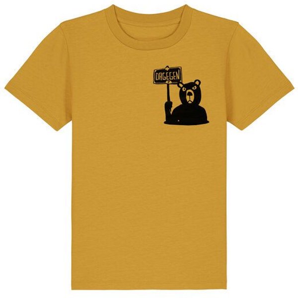 päfjes Der Bär ist DAGEGEN! Du auch? - Kinder T-Shirt aus Baumwolle Fair - Siebdruck
