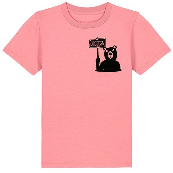 päfjes Der Bär ist DAGEGEN! Du auch? - Kinder T-Shirt aus Baumwolle Fair - Siebdruck