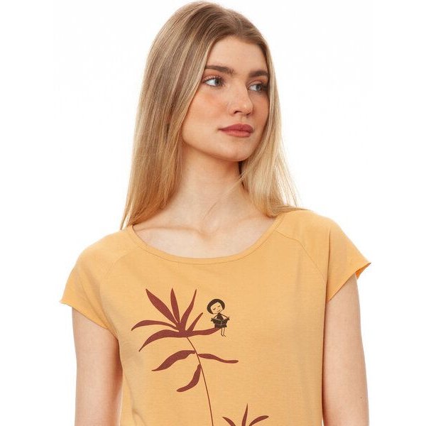FellHerz Damen Raglan T-Shirt Lesepalme Girl clay beige aus 100% Biobaumwolle