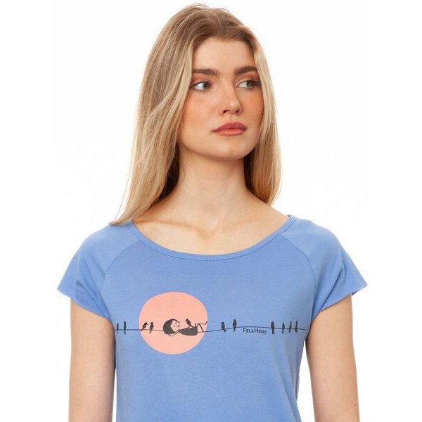 FellHerz Damen T-Shirt Sunrise cornflower hellblau aus 100% Biobaumwolle